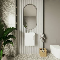 Nuie Vault Wall Hung 1-Door Vanity Unit With Basin 400mm Wide - Gloss White -HEATANDPLUMB Sales nuie vault vanity unit nvx182