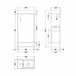 Nuie Vault Floor Standing 1-Door Vanity Unit With Basin 400mm Wide - Charcoal Black Woodgrain 12 Nuie Vault Floor Standing 1-Door Vanity Unit With Basin 400mm Wide - Charcoal Black Woodgrain -HEATANDPLUMB Sales nuie vault vanity unit nvx192