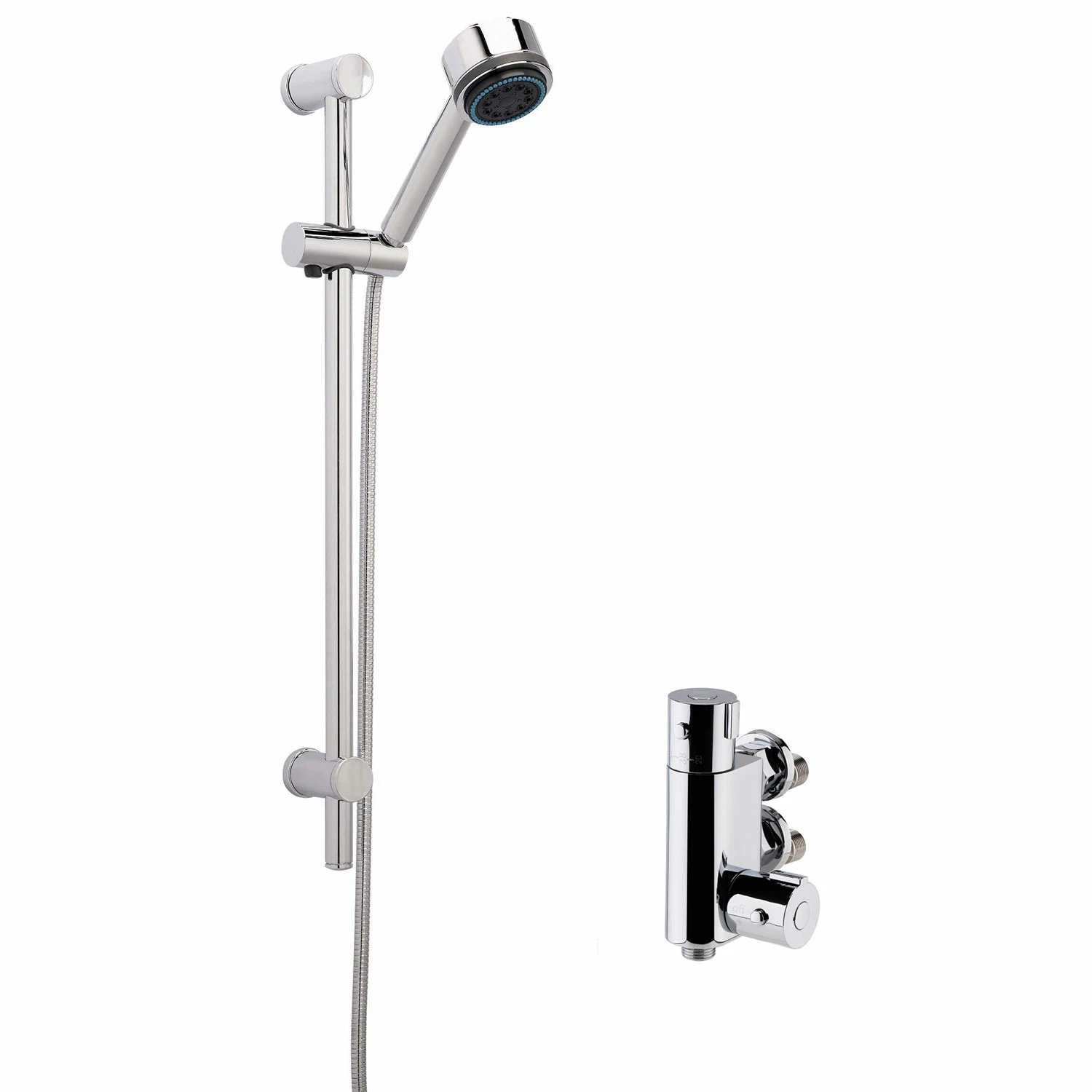 Nuie Vertical Thermostatic Bar Shower Valve With Multi Function Slider Rail Kit - Chrome 3 Nuie Vertical Thermostatic Bar Shower Valve With Multi Function Slider Rail Kit - Chrome