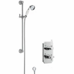 Nuie Victorian Twin Square Thermostatic Concealed Shower Valve With Slider Rail Kit - Chrome