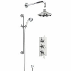 Nuie Victorian Square Triple Thermostatic Concealed Complete Mixer Shower - Chrome