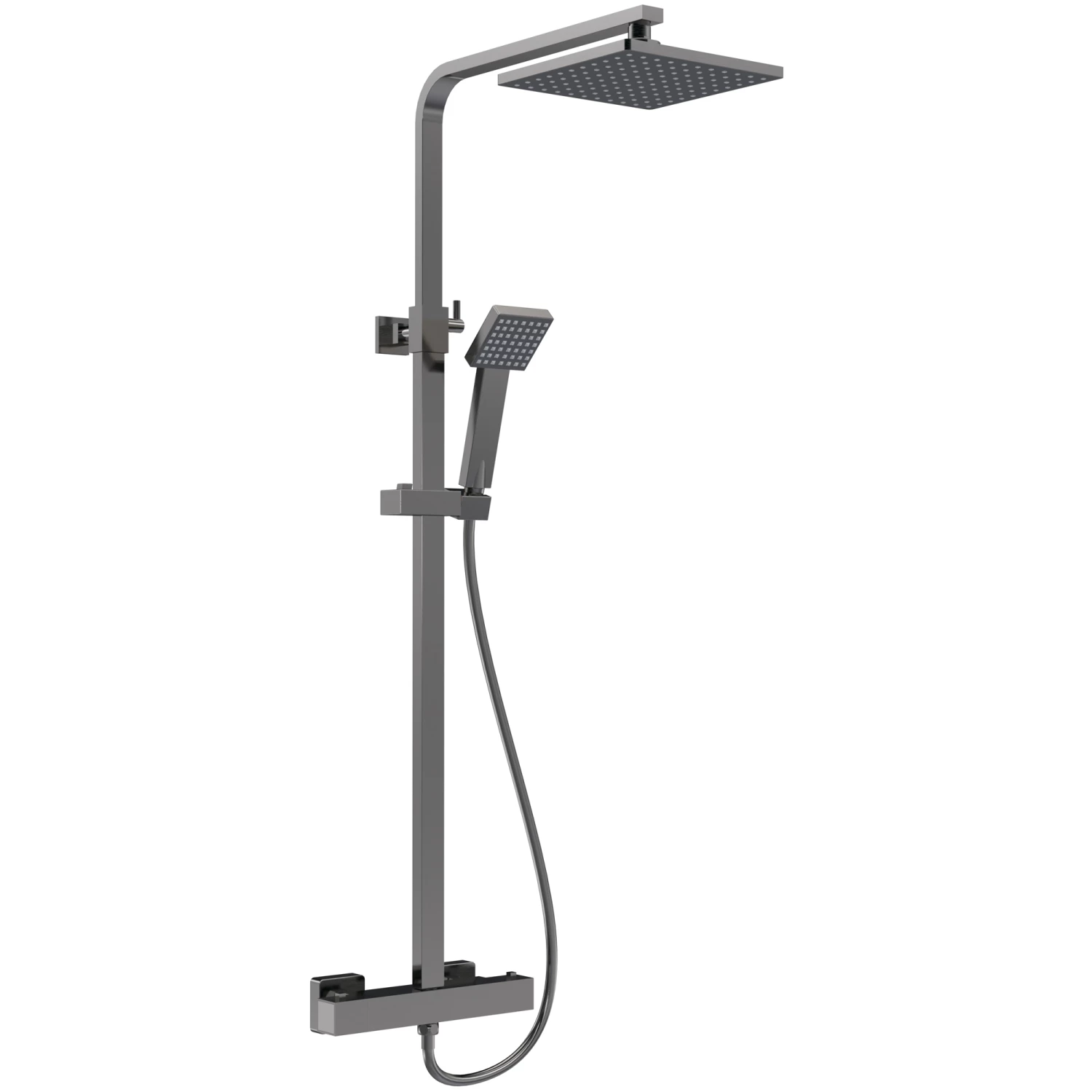 Nuie Windon Square Thermostatic Bar Mixer Shower With Shower Kit And Fixed Head - Brushed Gun Metal 4 Nuie Windon Square Thermostatic Bar Mixer Shower With Shower Kit And Fixed Head - Brushed Gun Metal - Image 2