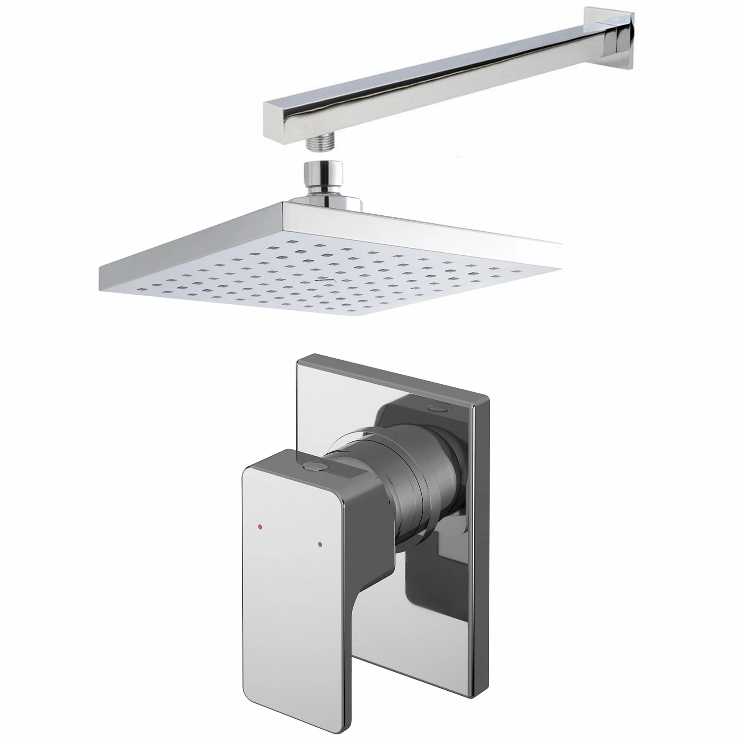Nuie Windon Square Manual Concealed Shower Valve With Fixed Head And Arm - Chrome 4 Nuie Windon Square Manual Concealed Shower Valve With Fixed Head And Arm - Chrome - Image 2