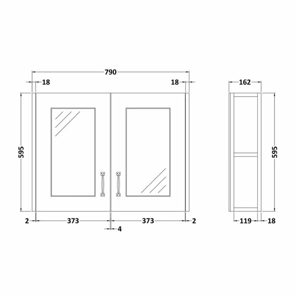 Nuie York 2 Door Mirror Cabinet 800mm Wide - White Ash 3 Nuie York 2 Door Mirror Cabinet 800mm Wide - White Ash