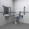 Nymas Low Level Disabled Toilet Doc M Pack White - Dark Blue Grab Rails 1 Nymas Low Level Disabled Toilet Doc M Pack White - Dark Blue Grab Rails -HEATANDPLUMB Sales nymas doc m pack dmll5011