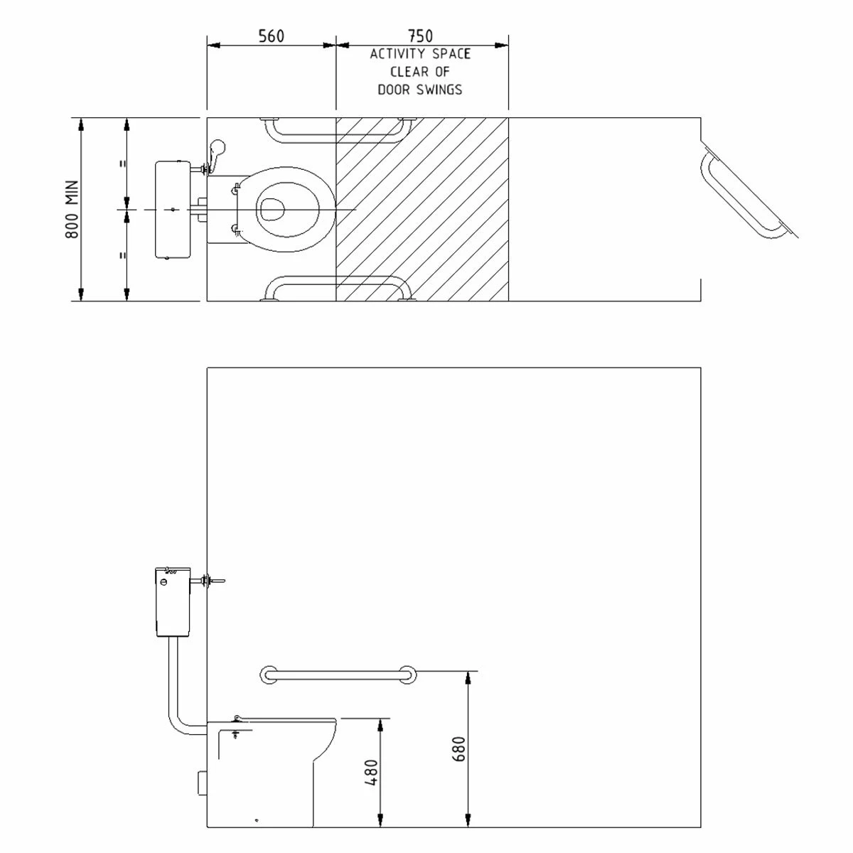Nymas NymaPRO Back To Wall Ambulant Doc M Toilet Pack With Concealed Fixings - White 4 Nymas NymaPRO Back To Wall Ambulant Doc M Toilet Pack With Concealed Fixings - White - Image 2