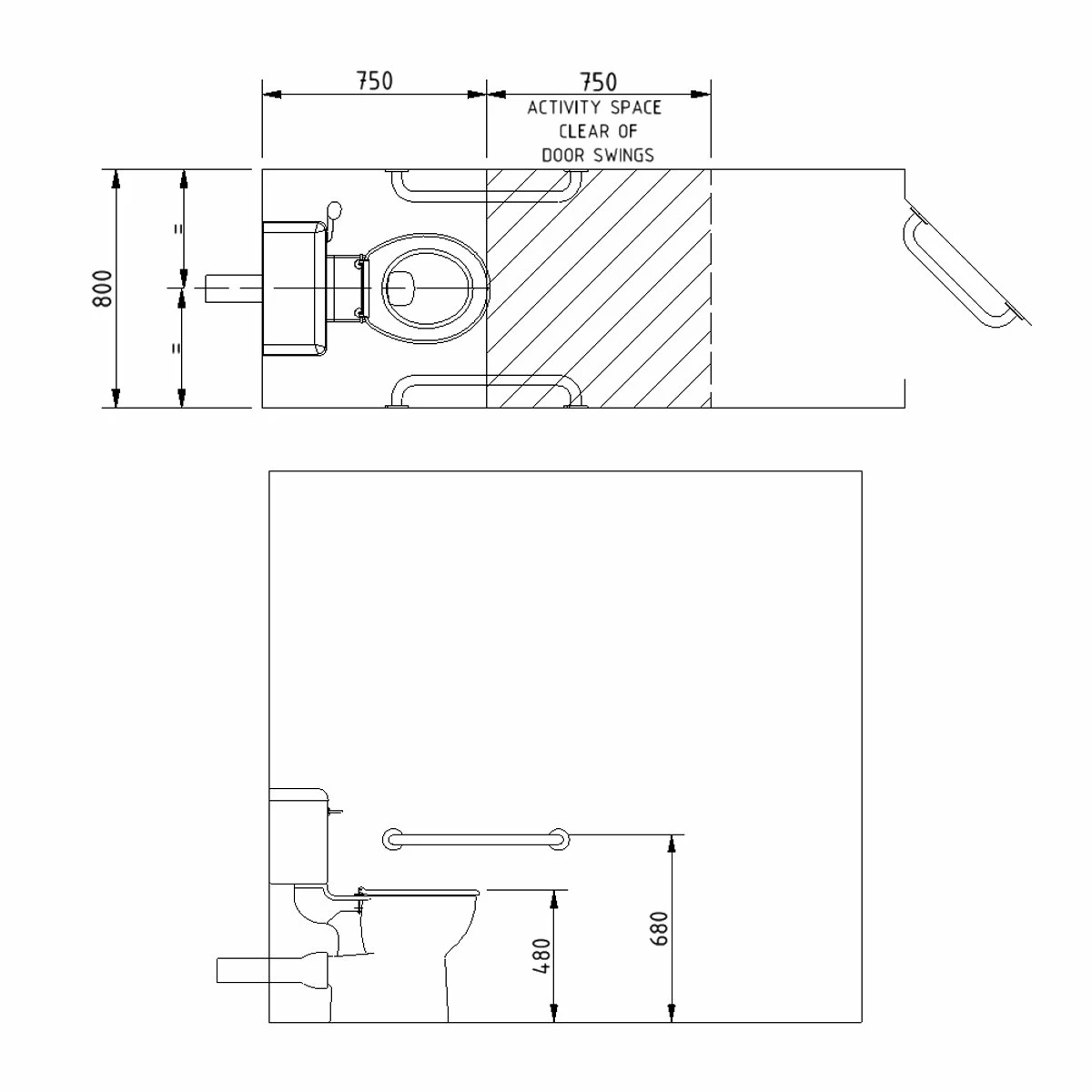 Nymas Nyma PRO Close Coupled Toilet Doc M Pack White - 2 X Dark Grey Grab Rails 4 Nymas Nyma PRO Close Coupled Toilet Doc M Pack White - 2 X Dark Grey Grab Rails - Image 2