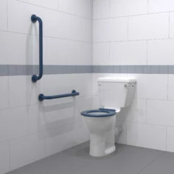 Nymas Nyma PRO Close Coupled Toilet Doc M Pack White - 2 X Dark Blue Grab Rails