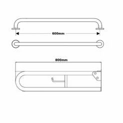 Nymas NymaPRO Concealed Fixing Grab Rails With Backrest Rail For Doc M Toilet Pack - Dark Grey