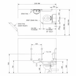 Nymas NymaPRO Low Level Doc M Toilet Pack With Exposed Fixings And TMV3 Valve - Dark Grey Grab Rails
