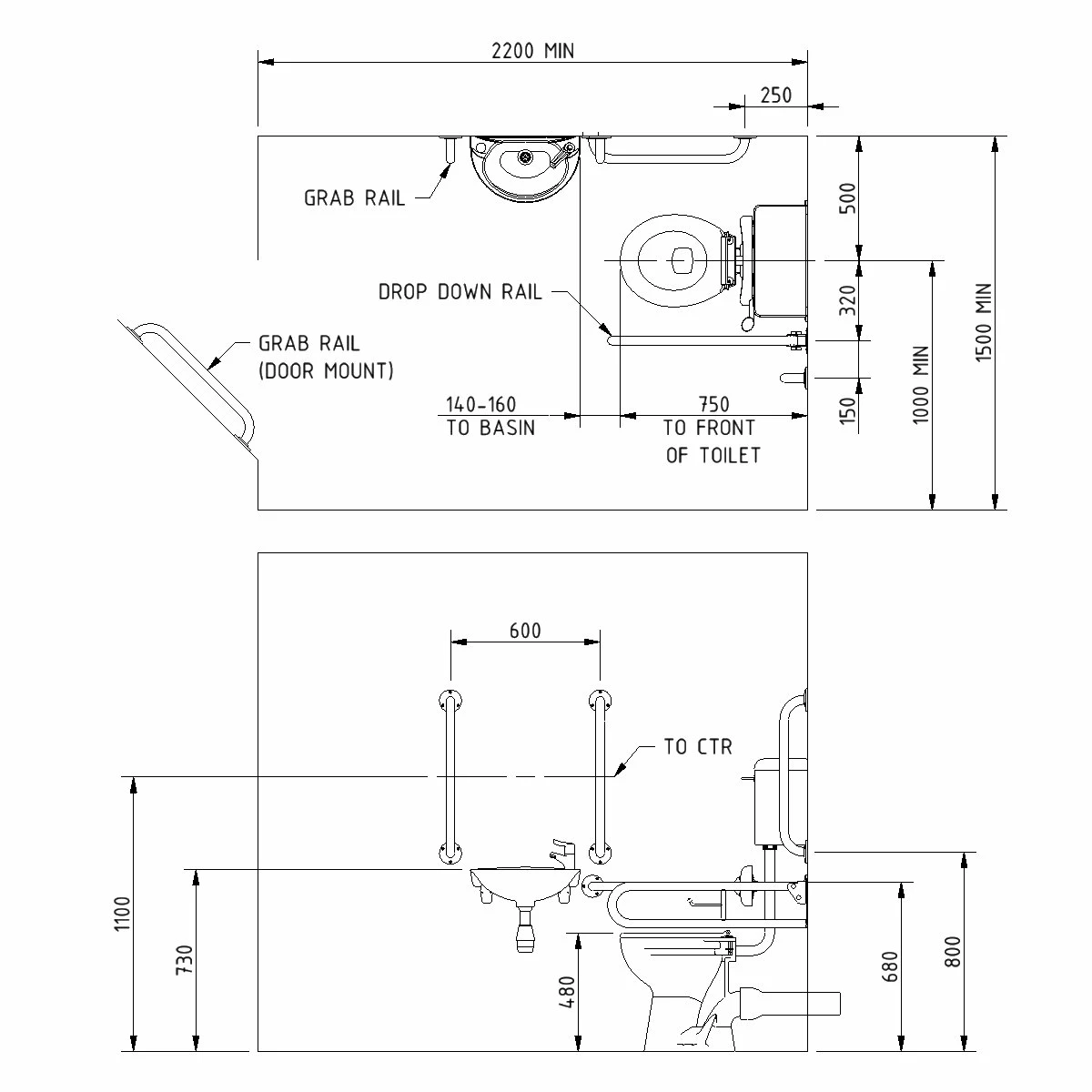 Nymas NymaPRO Low Level Doc M Toilet Pack With Exposed Fixings And TMV3 Valve - Dark Grey Grab Rails 3 Nymas NymaPRO Low Level Doc M Toilet Pack With Exposed Fixings And TMV3 Valve - Dark Grey Grab Rails
