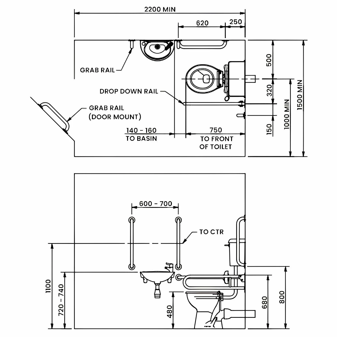Nymas NymaPRO Low Level Doc M Toilet Pack With Stainless Steel Grab Rails And TMV3 Valve - Satin 3 Nymas NymaPRO Low Level Doc M Toilet Pack With Stainless Steel Grab Rails And TMV3 Valve - Satin
