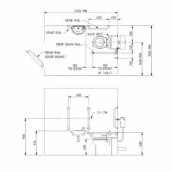 Nymas NymaPRO Back To Wall Doc M Toilet Pack With Exposed Fixings - Dark Grey Grab Rails