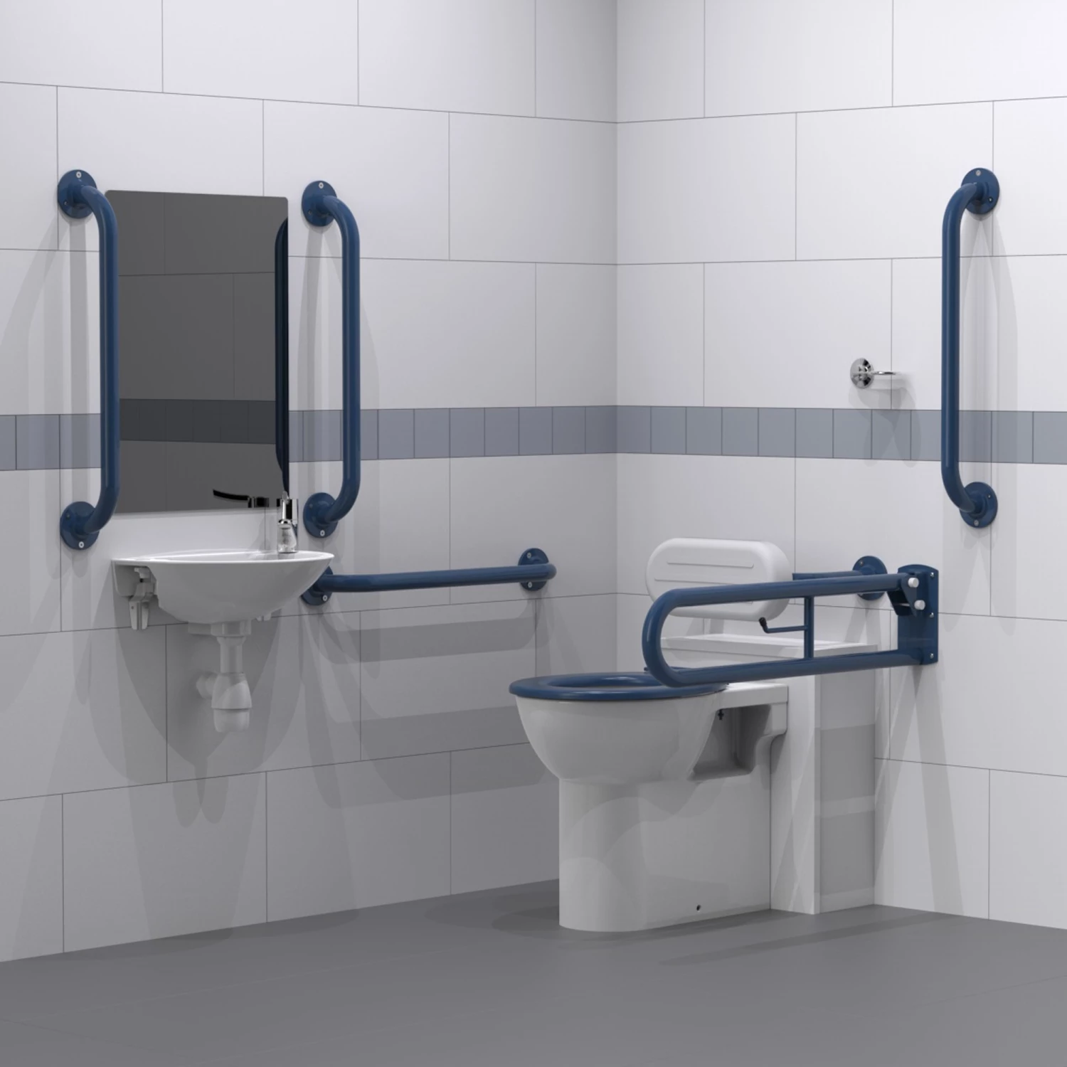 Nymas Nyma PRO Back To Wall Doc M Pack Exposed Fixings White - 5 X Dark Blue Grab Rails 4 Nymas Nyma PRO Back To Wall Doc M Pack Exposed Fixings White - 5 X Dark Blue Grab Rails - Image 2