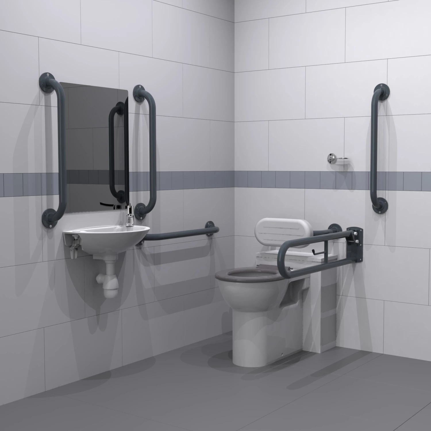 Nymas Nyma PRO Back To Wall Doc M Pack Exposed Fixings White - 5 X Dark Grey Grab Rails 3 Nymas Nyma PRO Back To Wall Doc M Pack Exposed Fixings White - 5 X Dark Grey Grab Rails