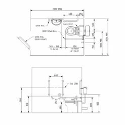 Nymas NymaPRO Back To Wall Doc M Toilet Pack With Steel Grab Rails And TMV3 Valve - Dark Grey