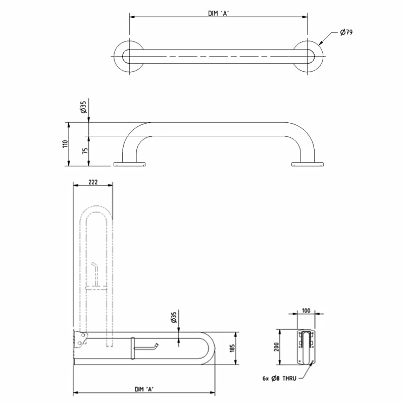 Nymas NymaCARE Concealed Fixings Grab Rails For Doc M Toilet Pack - White 3 Nymas NymaCARE Concealed Fixings Grab Rails For Doc M Toilet Pack - White
