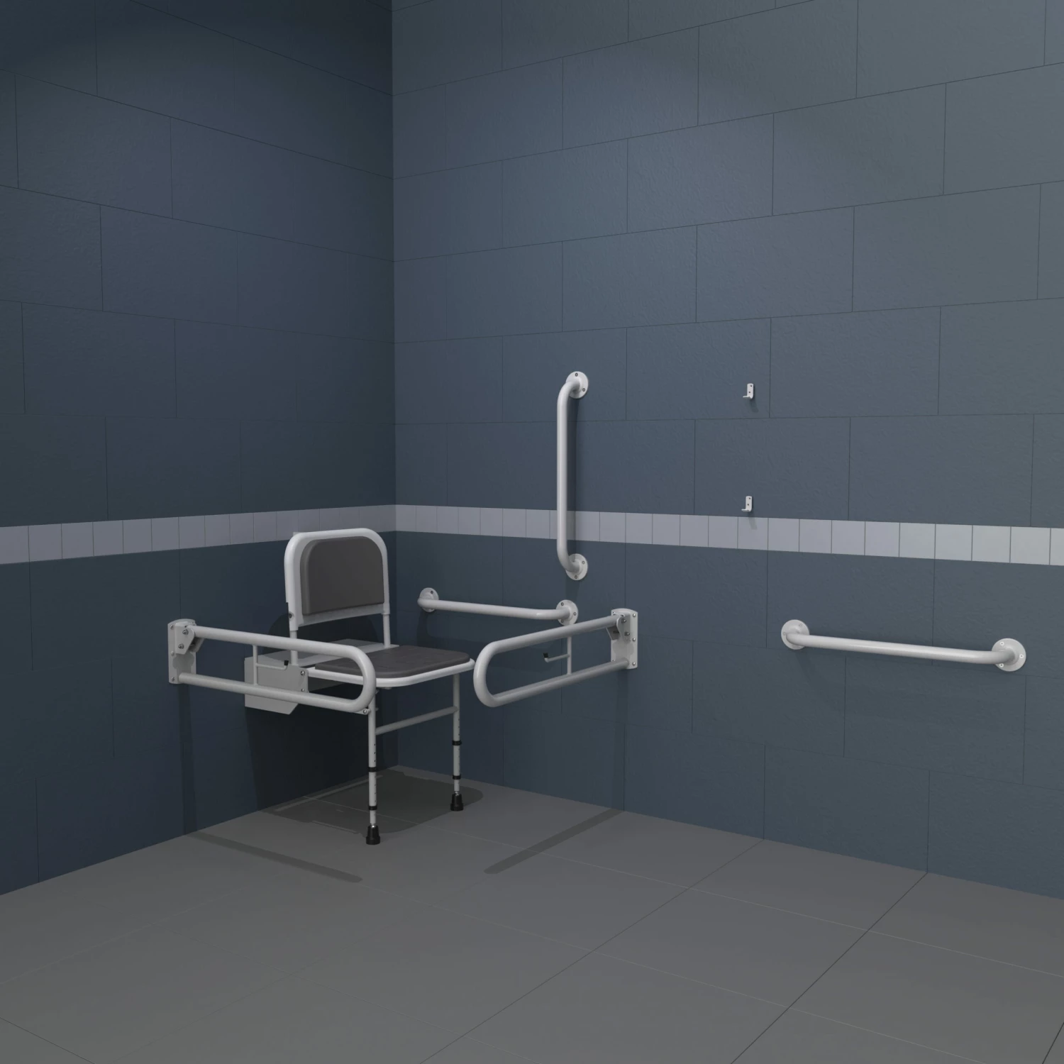 Nymas NymaPRO Doc M Changing Room Pack With Exposed Fixings - White Grab Rails 4 Nymas NymaPRO Doc M Changing Room Pack With Exposed Fixings - White Grab Rails - Image 2