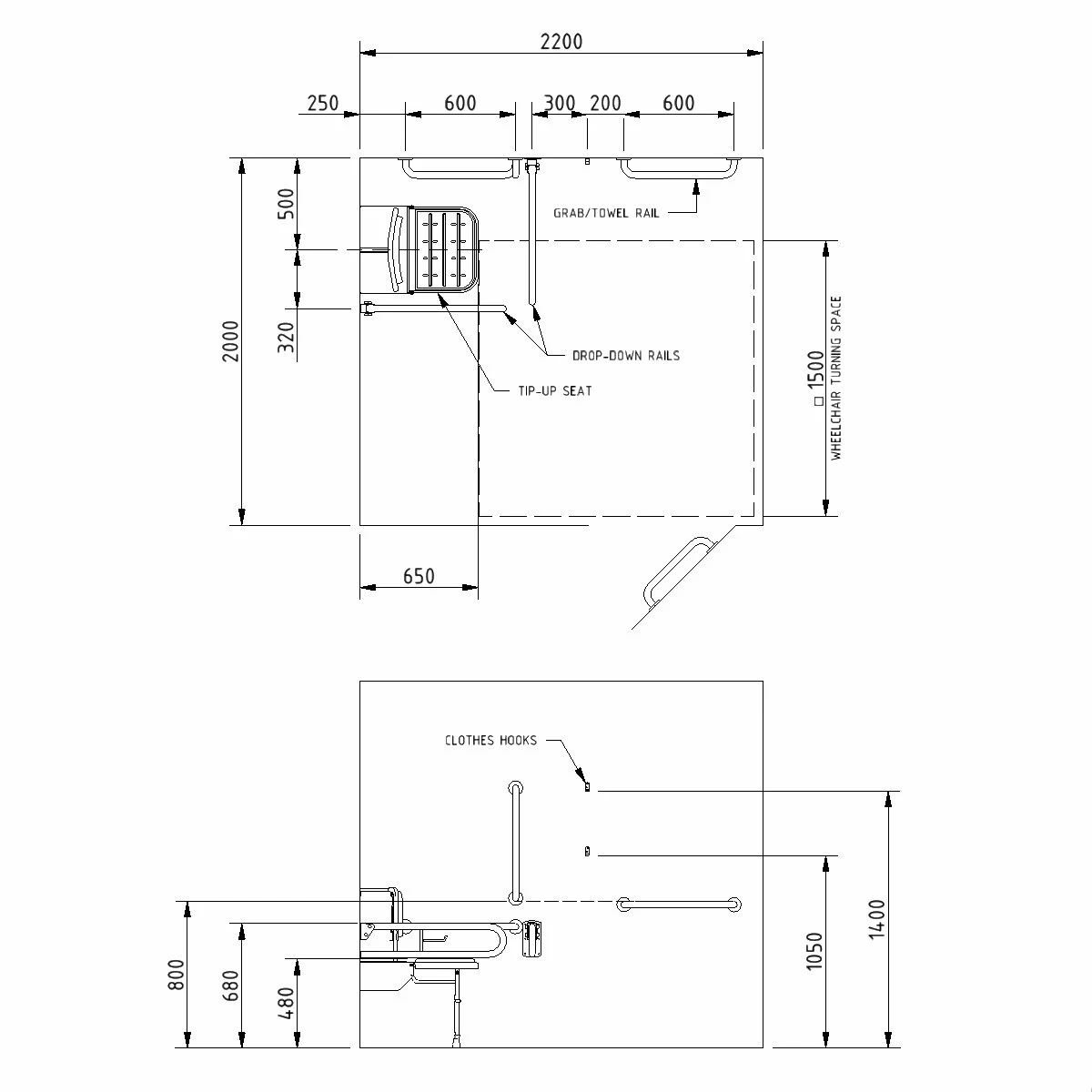 Nymas NymaPRO Doc M Changing Room Pack With Concealed Fixings - White Grab Rails 4 Nymas NymaPRO Doc M Changing Room Pack With Concealed Fixings - White Grab Rails - Image 2