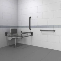 Nymas NymaPRO Doc M Changing Room Pack With Concealed Fixings - Grey Grab Rails