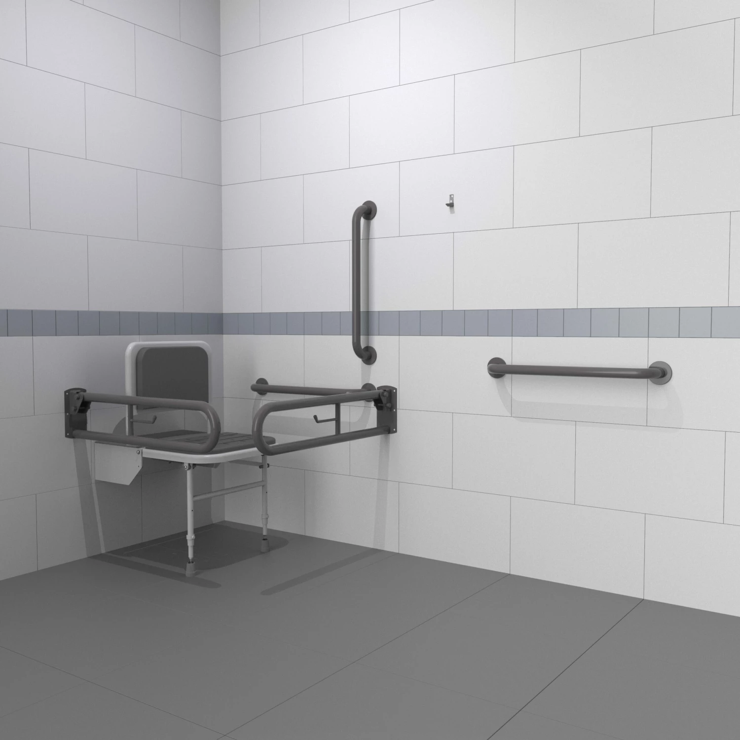 Nymas NymaPRO Doc M Changing Room Pack With Concealed Fixings - Grey Grab Rails 3 Nymas NymaPRO Doc M Changing Room Pack With Concealed Fixings - Grey Grab Rails