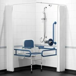 Nymas NymaPRO Doc M Shower Pack White With Concealed Valves And Dark Blue Rails