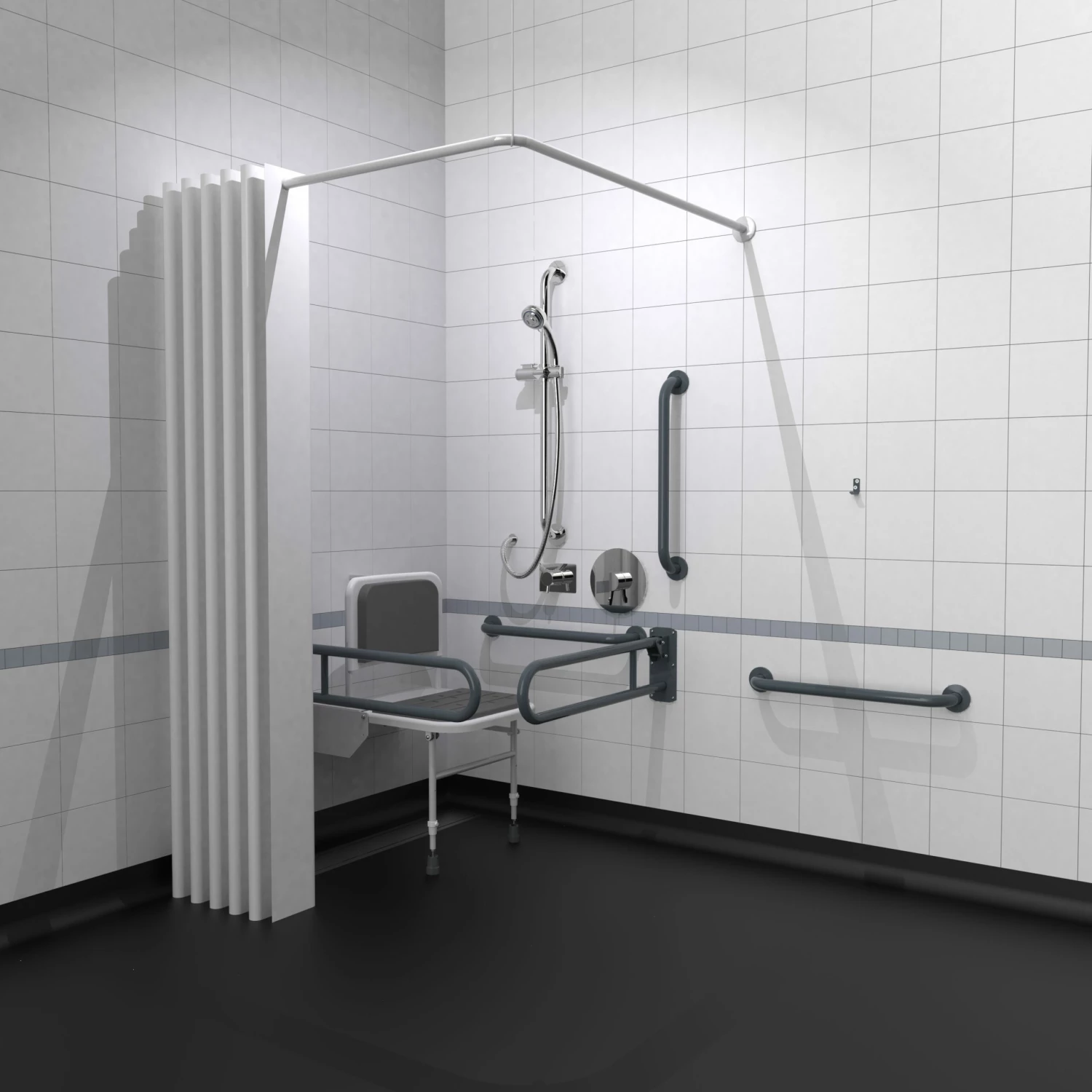 Nymas NymaPRO Doc M Shower Pack White With Concealed Valves And Dark Grey Rails 4 Nymas NymaPRO Doc M Shower Pack White With Concealed Valves And Dark Grey Rails - Image 2