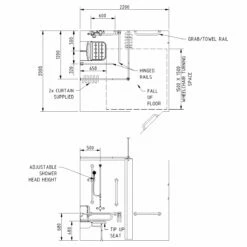 Nymas NymaPRO Doc M Shower Pack White With Exposed Valves And Dark Grey Rails