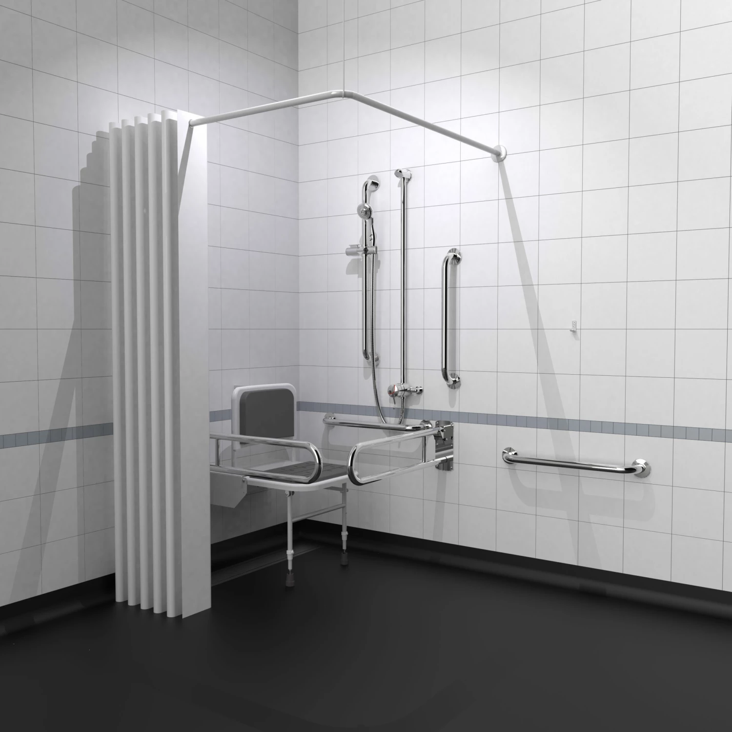 Nymas NymaPRO Doc M Shower Pack White With Exposed Valves And Polished Rails 4 Nymas NymaPRO Doc M Shower Pack White With Exposed Valves And Polished Rails - Image 2