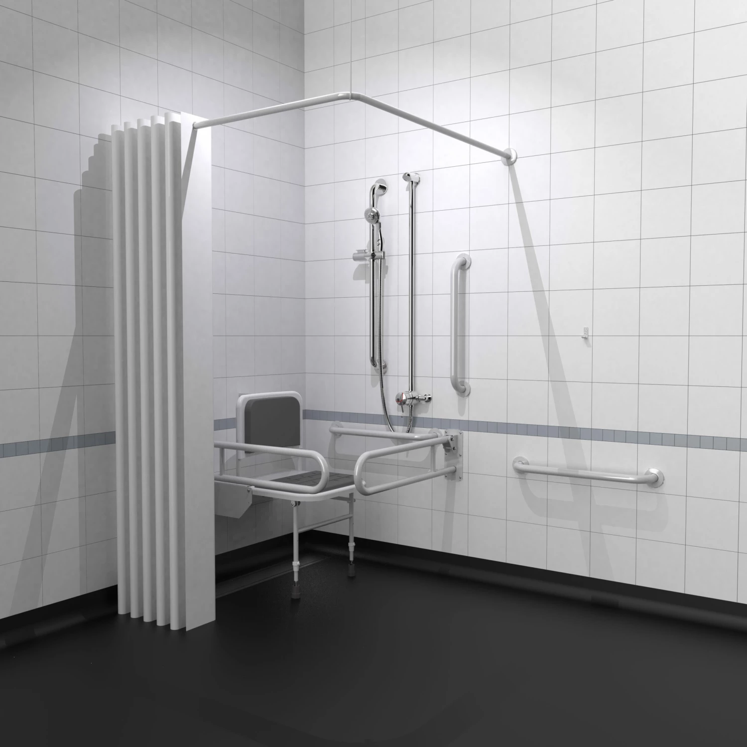 Nymas NymaPRO Doc M Shower Pack White With Exposed Valves And White Rails 3 Nymas NymaPRO Doc M Shower Pack White With Exposed Valves And White Rails