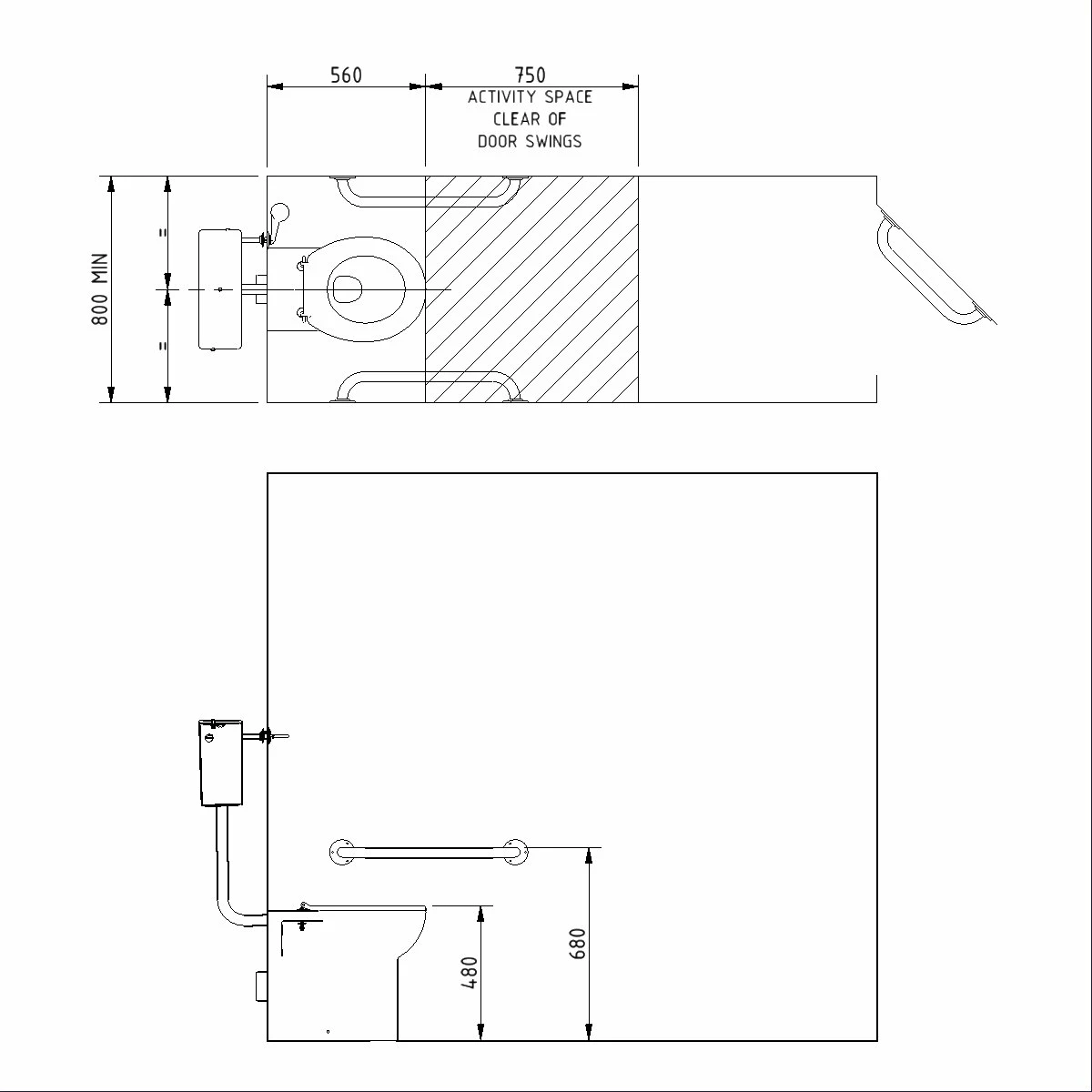 Nymas NymaPRO Back To Wall Ambulant Doc M Toilet Pack With Exposed Fixings - White 4 Nymas NymaPRO Back To Wall Ambulant Doc M Toilet Pack With Exposed Fixings - White - Image 2