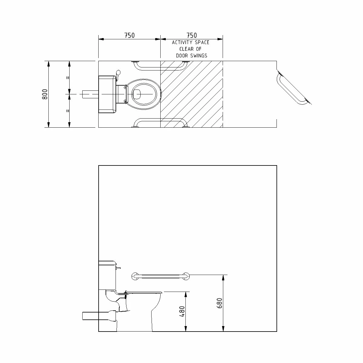 Nymas NymaPRO Close Coupled Ambulant Doc M Toilet Pack With Exposed Fixings - Dark Grey Grab Rails 3 Nymas NymaPRO Close Coupled Ambulant Doc M Toilet Pack With Exposed Fixings - Dark Grey Grab Rails