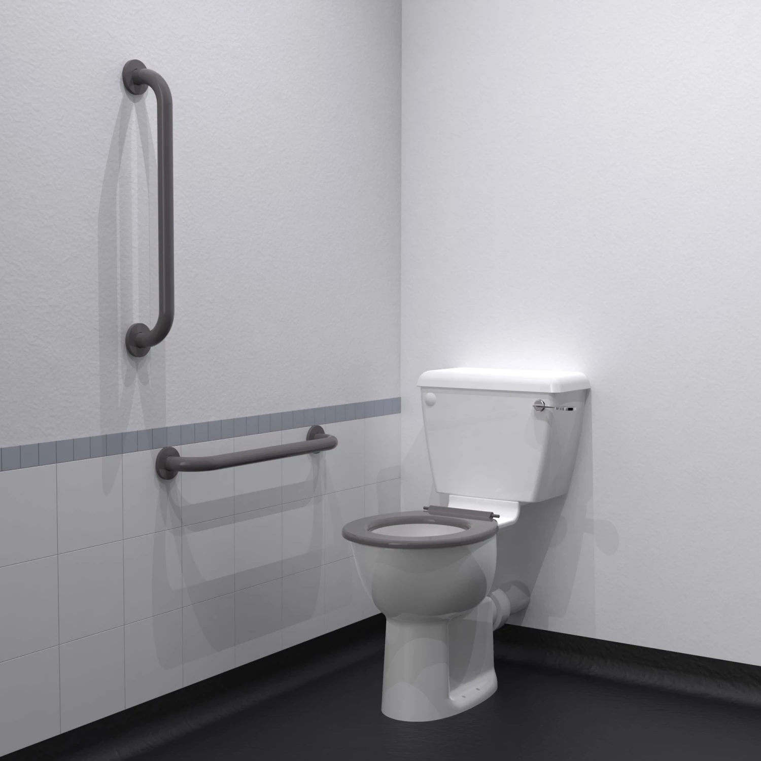 Nymas NymaPRO Close Coupled Ambulant Doc M Toilet Pack With Stainless Steel Grab Rails - Grey 4 Nymas NymaPRO Close Coupled Ambulant Doc M Toilet Pack With Stainless Steel Grab Rails - Grey - Image 2