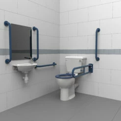 Nymas NymaPRO Close Coupled Doc M Toilet Pack With Steel Grab Rails - Dark Blue