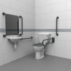 Nymas NymaPRO Close Coupled Doc M Toilet Pack With Steel Grab Rails - Dark Grey