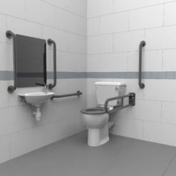 Nymas NymaPRO Close Coupled Doc M Toilet Pack With Steel Grab Rails - Grey