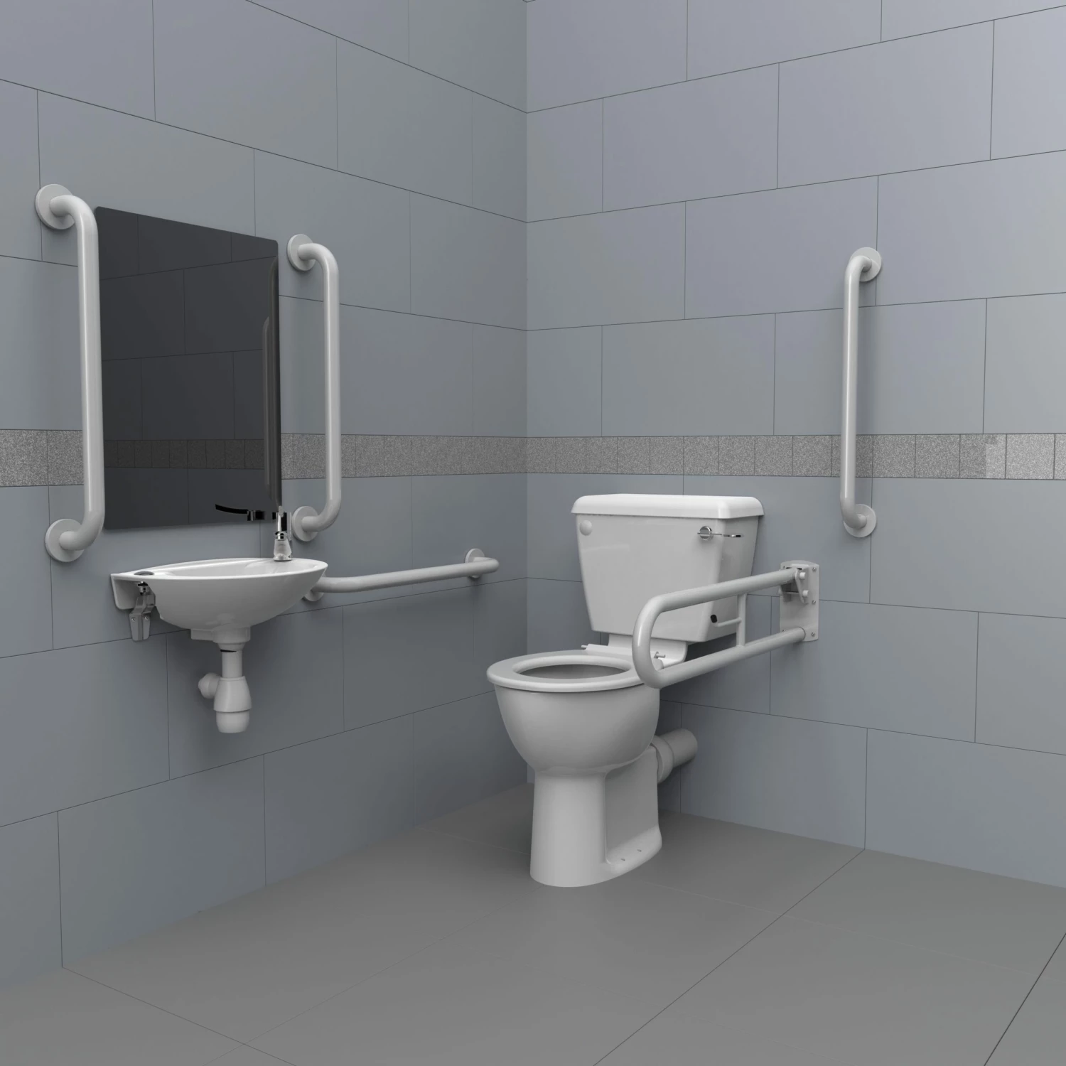 Nymas NymaPRO Close Coupled Doc M Toilet Pack With Steel Grab Rails - White 4 Nymas NymaPRO Close Coupled Doc M Toilet Pack With Steel Grab Rails - White - Image 2