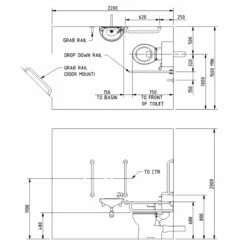 Nymas NymaPRO Close Coupled Doc M Toilet Pack With Steel Grab Rails - White