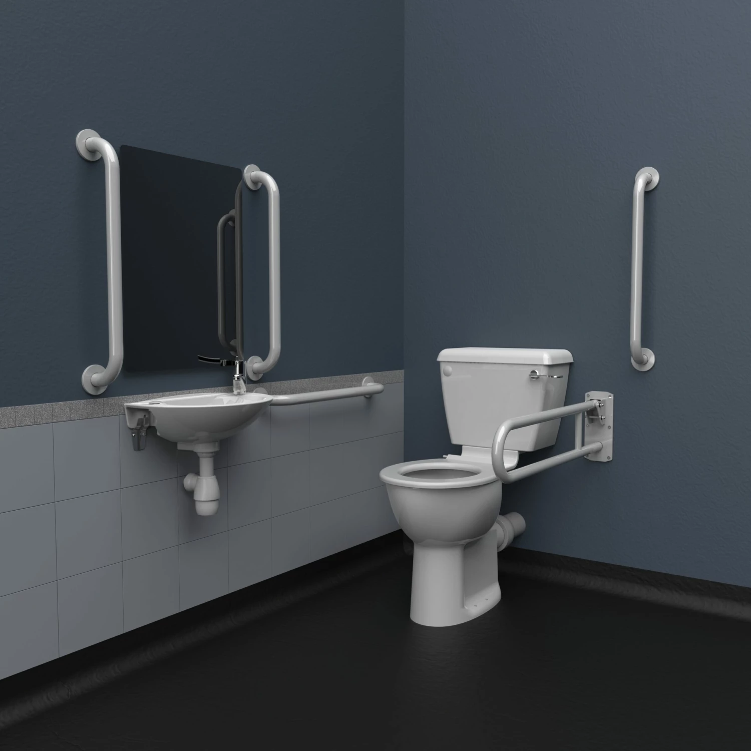 Nymas NymaPRO Close Coupled Doc M Toilet Pack With Stainless Steel Grab Rails - White 4 Nymas NymaPRO Close Coupled Doc M Toilet Pack With Stainless Steel Grab Rails - White - Image 2