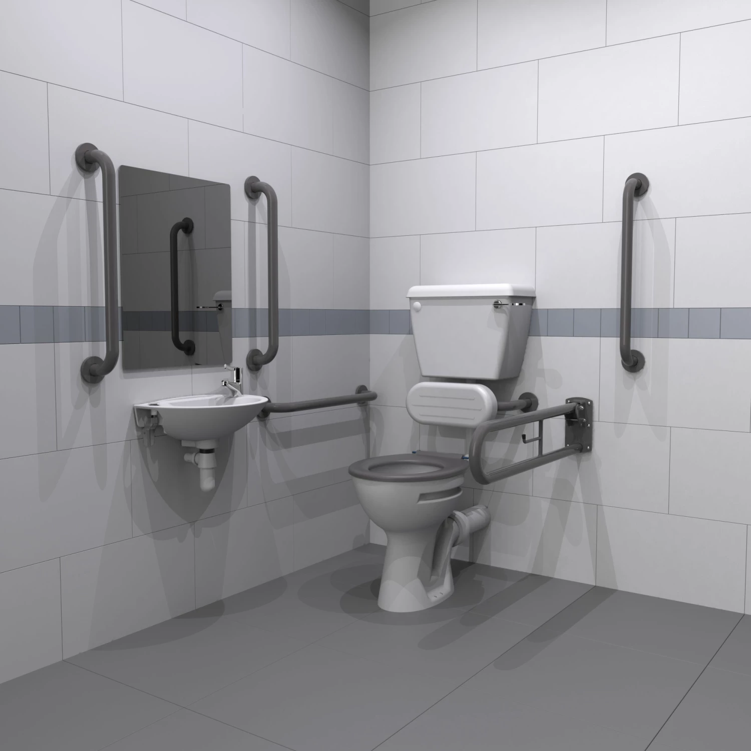 Nymas NymaPRO Low Level Doc M Toilet Pack With Steel Grab Rails - Grey 4 Nymas NymaPRO Low Level Doc M Toilet Pack With Steel Grab Rails - Grey - Image 2