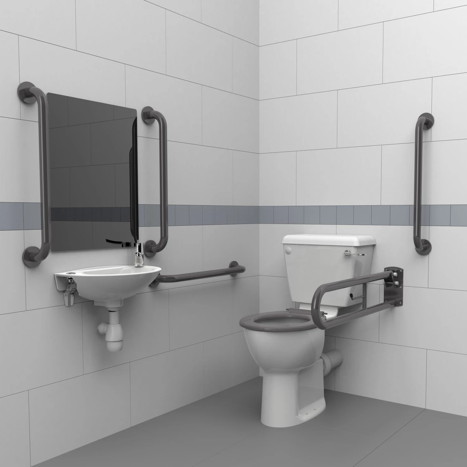 Nymas NymaPRO Close Coupled Doc M Pack White - 5 X Grey Grab Rails 3 Nymas NymaPRO Close Coupled Doc M Pack White - 5 X Grey Grab Rails