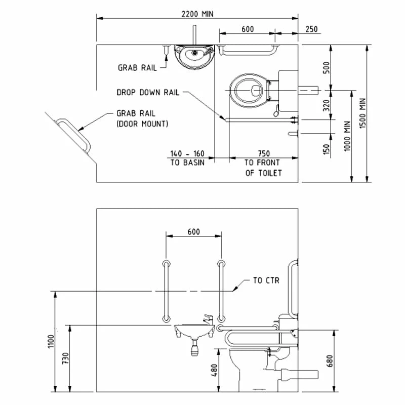 Nymas NymaPRO Close Coupled Doc M Toilet Pack With Stainless Steel Grab Rails With TMV3 Valve - Satin 3 Nymas NymaPRO Close Coupled Doc M Toilet Pack With Stainless Steel Grab Rails With TMV3 Valve - Satin