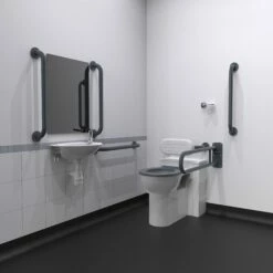 Nymas NymaPRO Back To Wall Doc M Toilet Pack With Stainless Steel Grab Rails - Dark Grey