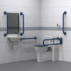 Nymas NymaPRO Back To Wall Doc M Toilet Pack With Exposed Fixings - Dark Blue Grab Rails