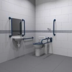 Nymas NymaPRO Back To Wall Doc M Toilet Pack With Steel Grab Rails And TMV3 Valve - Dark Blue