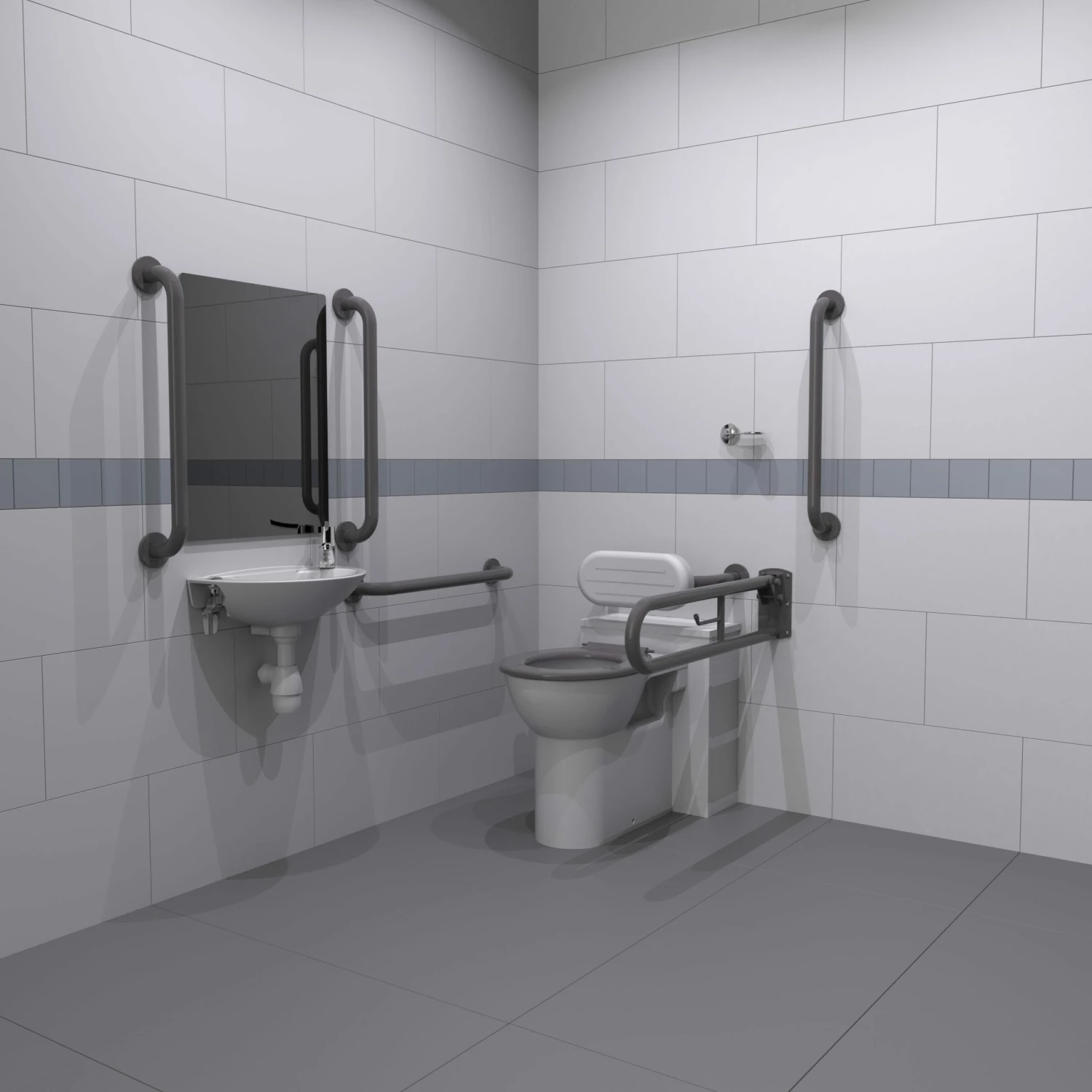 Nymas NymaPRO Back To Wall Doc M Toilet Pack With Steel Grab Rails And TMV3 Valve - Grey 3 Nymas NymaPRO Back To Wall Doc M Toilet Pack With Steel Grab Rails And TMV3 Valve - Grey