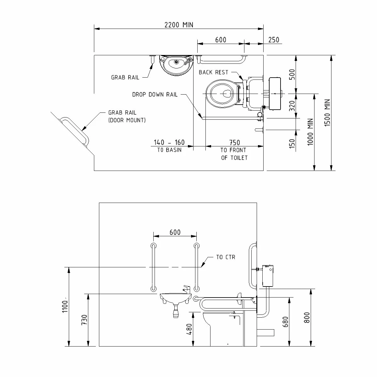 Nymas NymaPRO Back To Wall Doc M Toilet Pack With Concealed Fixings - Satin Grab Rails 4 Nymas NymaPRO Back To Wall Doc M Toilet Pack With Concealed Fixings - Satin Grab Rails - Image 2