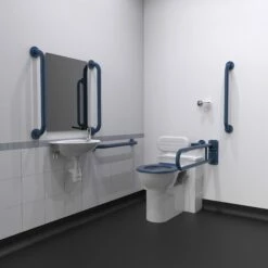 Nymas NymaPRO Back To Wall Doc M Toilet Pack With Concealed Fixings - Dark Blue Grab Rails