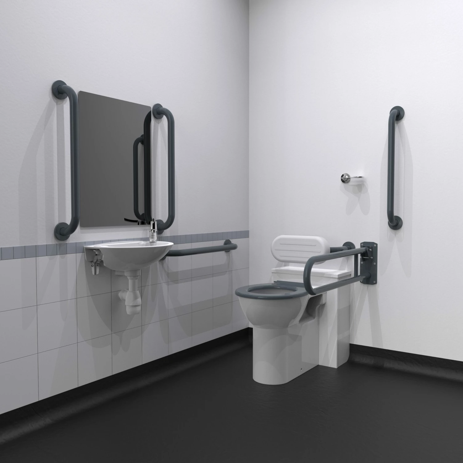 Nymas NymaPRO Back To Wall Doc M Toilet Pack With Concealed Fixings - Dark Grey Grab Rails 4 Nymas NymaPRO Back To Wall Doc M Toilet Pack With Concealed Fixings - Dark Grey Grab Rails - Image 2