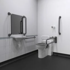 Nymas NymaPRO Back To Wall Doc M Toilet Pack With Concealed Fixings - Grey Grab Rails